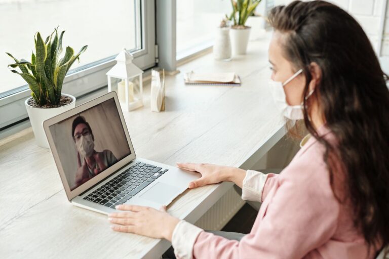 Provider meeting a client on a telehealth video call